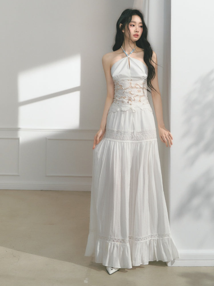 [Mermaid Tears] Original Cut-Out Embroidery Jacquard Waist Slimming Tops【s0000013543】