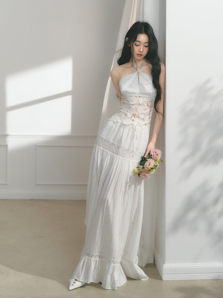[Mermaid Tears] Original Cut-Out Embroidery Jacquard Waist Slimming Tops【s0000013543】