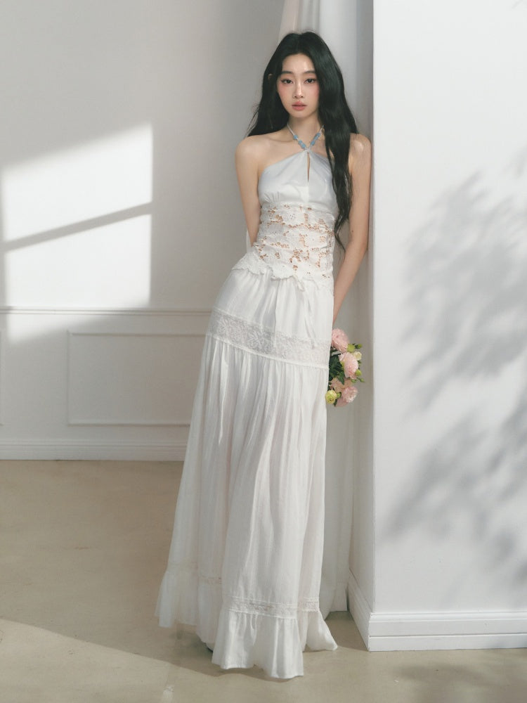 [Mermaid Tears] Original Cut-Out Embroidery Jacquard Waist Slimming Tops【s0000013543】
