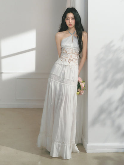 [Mermaid Tears] Original Cut-Out Embroidery Jacquard Waist Slimming Tops【s0000013543】