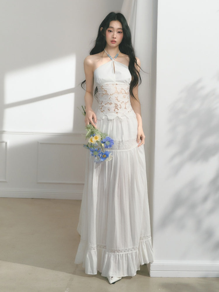 [Mermaid Tears] Original Cut-Out Embroidery Jacquard Waist Slimming Tops【s0000013543】