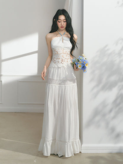 [Mermaid Tears] Original Cut-Out Embroidery Jacquard Waist Slimming Tops【s0000013543】