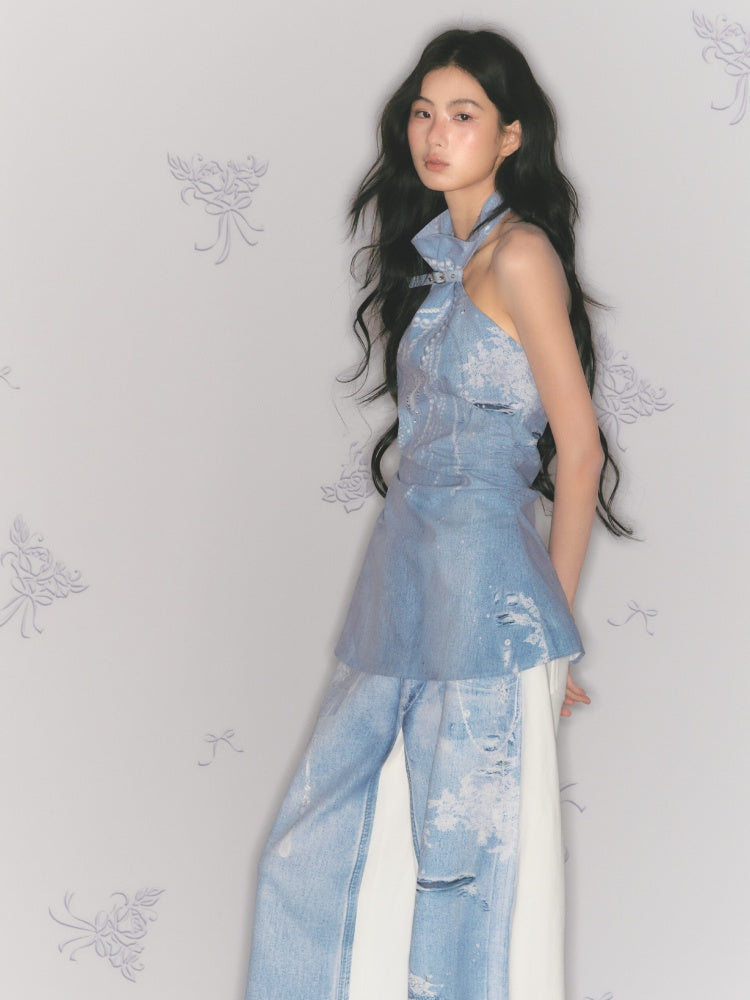 [Sea Of Time] Original Pleated Waist Slimming Camisole Tops【s0000013544】