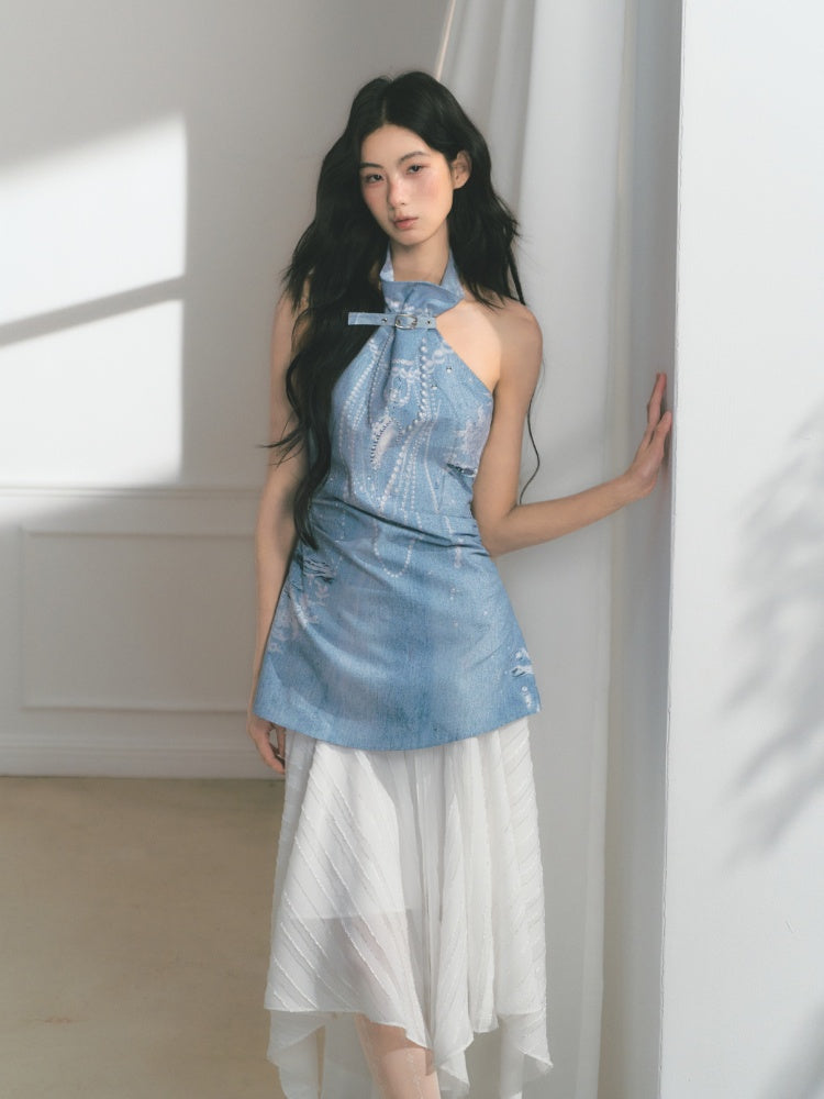 [Sea Of Time] Original Pleated Waist Slimming Camisole Tops【s0000013544】