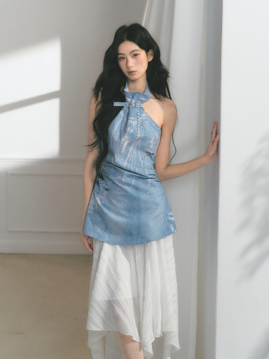 [Sea Of Time] Original Pleated Waist Slimming Camisole Tops【s0000013544】