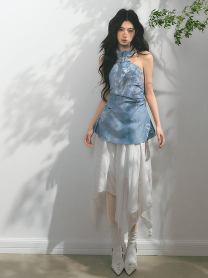 [Sea Of Time] Original Pleated Waist Slimming Camisole Tops【s0000013544】