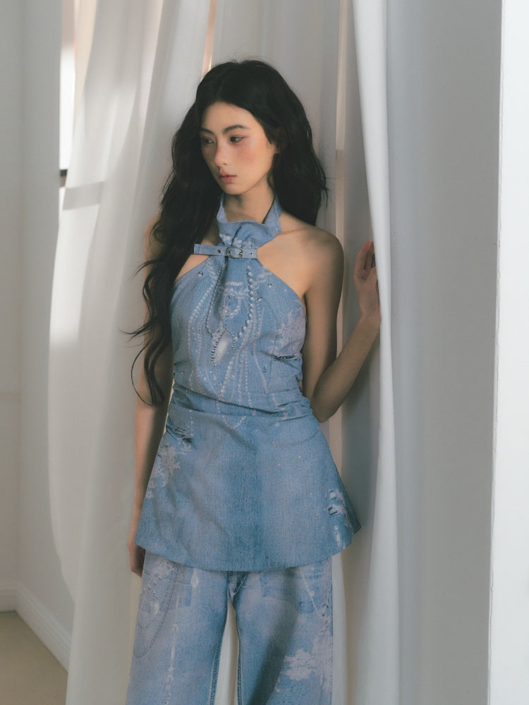 [Sea Of Time] Original Pleated Waist Slimming Camisole Tops【s0000013544】