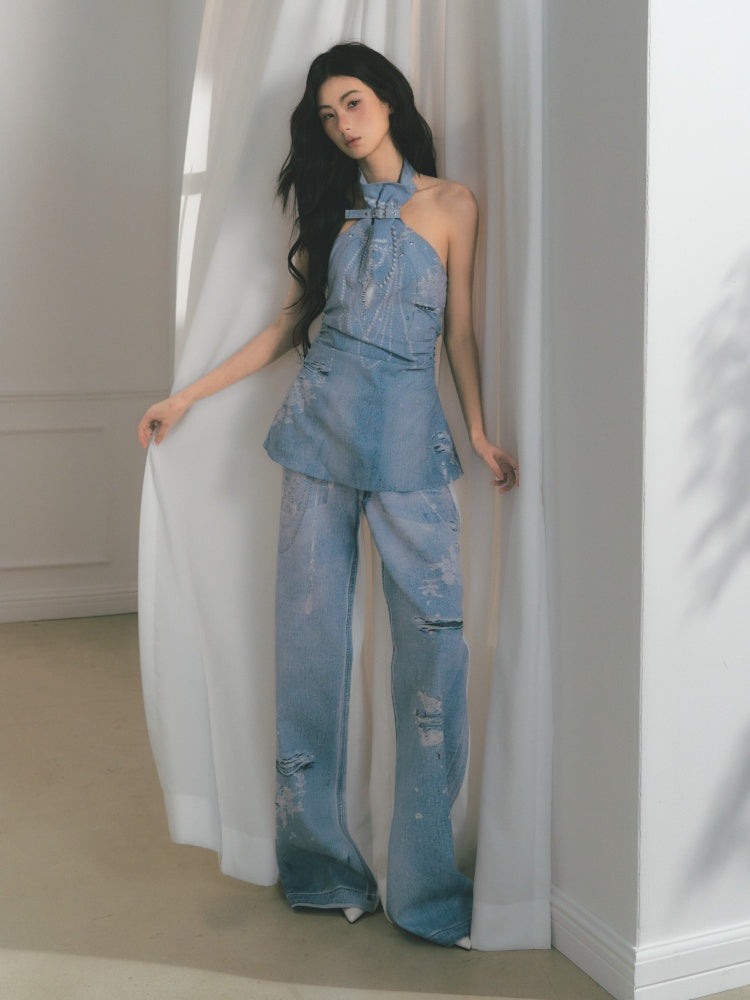 [Sea Of Time] Original Pleated Waist Slimming Camisole Tops【s0000013544】