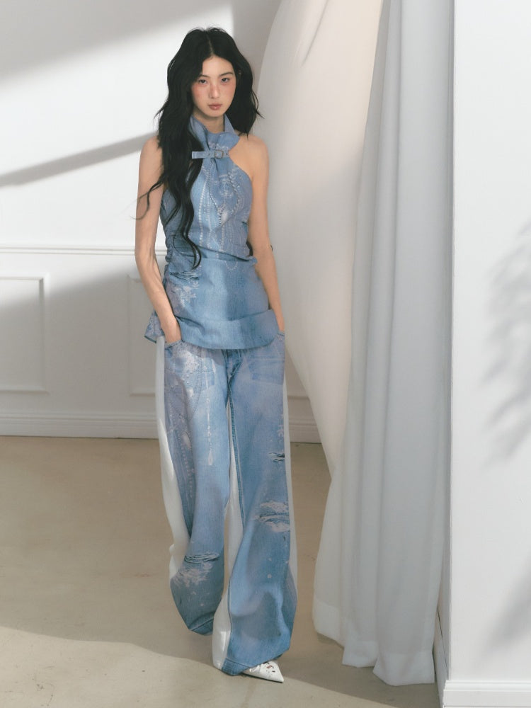 [Sea Of Time] Original Pleated Waist Slimming Camisole Tops【s0000013544】