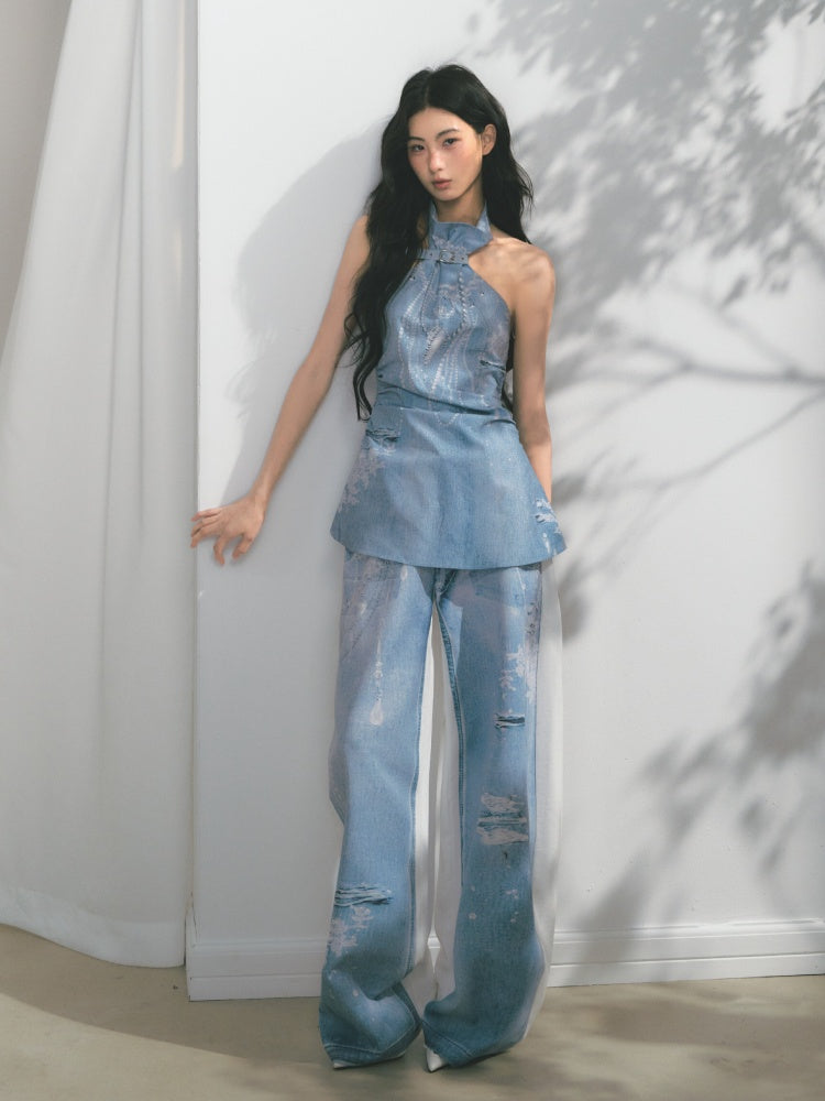 [Sea Of Time] Original Pleated Waist Slimming Camisole Tops【s0000013544】