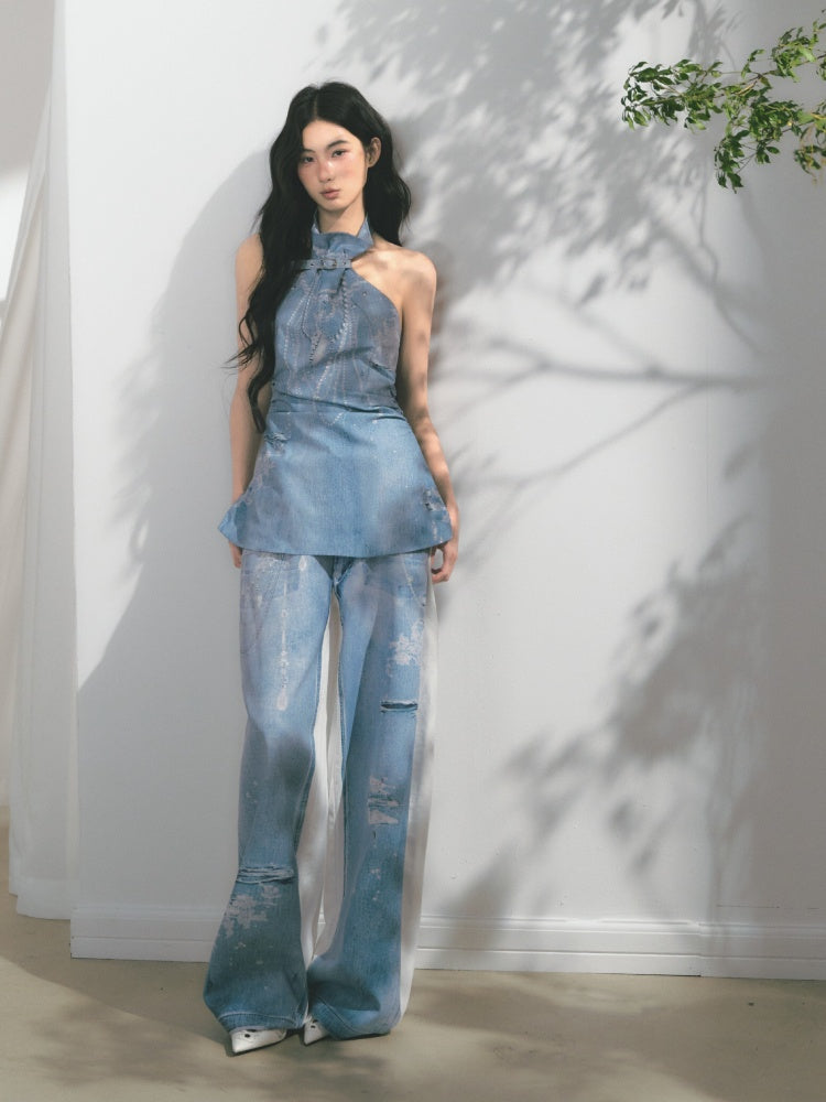 [Sea Of Time] Original Pleated Waist Slimming Camisole Tops【s0000013544】