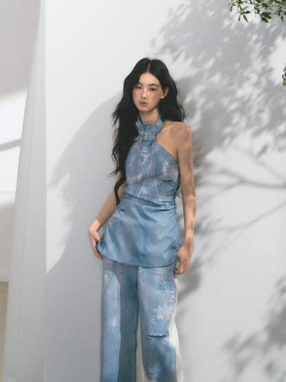 [Sea Of Time] Original Pleated Waist Slimming Camisole Tops【s0000013544】