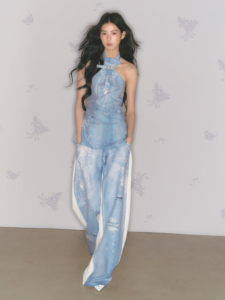 [Sea Of Time] Original Pleated Waist Slimming Camisole Tops【s0000013544】