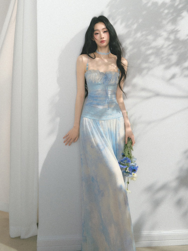 [Mint Paper] Original Blues Monet Beaded Design Fresh Slip Dress【s0000013545】