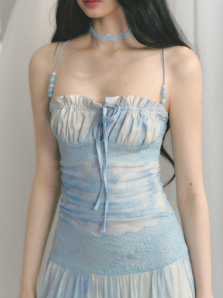 [Mint Paper] Original Blues Monet Beaded Design Fresh Slip Dress【s0000013545】
