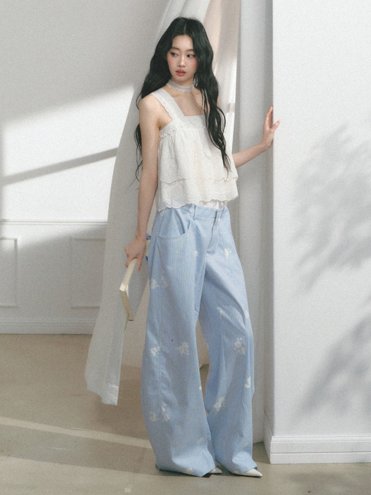 [North Of The Coast] Original Floral Print Suspender Tops& Pants【s0000013546】
