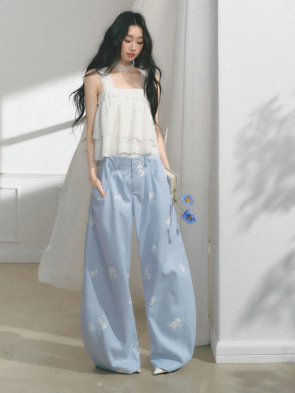 [North Of The Coast] Original Floral Print Suspender Tops& Pants【s0000013546】
