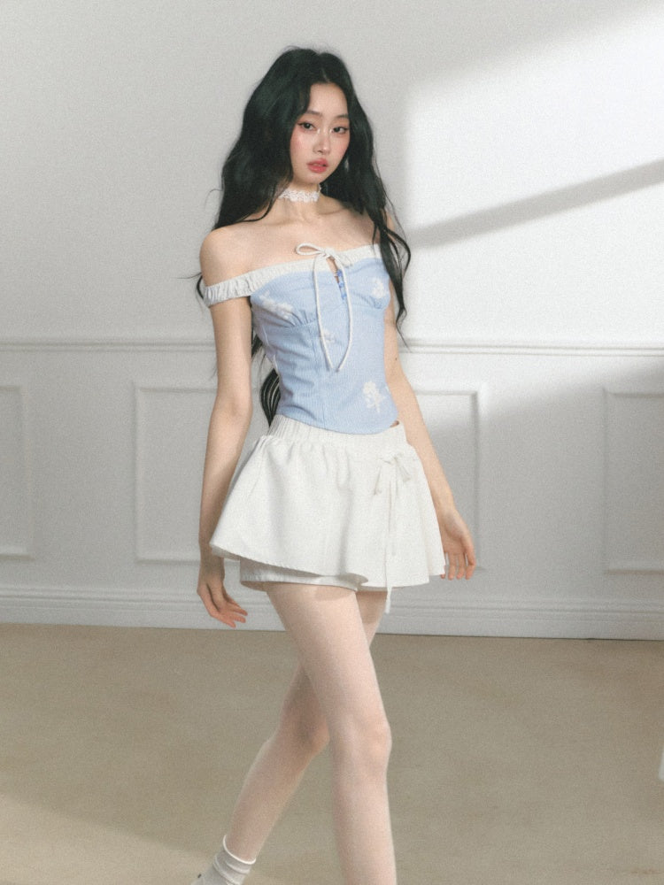 [North Of The Coast] Original Floral Print Suspender Tops& Pants【s0000013546】
