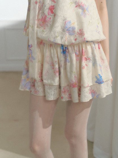 [Monet's Garden] Original Monet Print Design Slim V-Neck Dress【s0000013547】