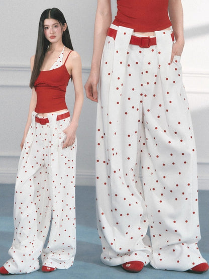 [Polka Concerto] Original Polka Dot Versatile Casual Loose Casual Wide-Leg Pants【s0000013550】