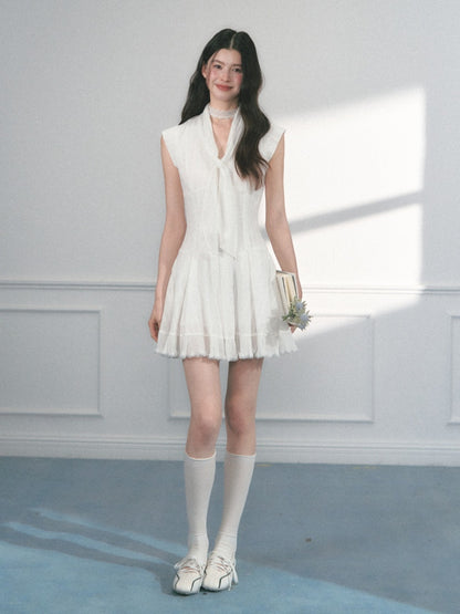 [Early Morning Vanilla] Original Design Solid Color Pleats Skirt Dress【s0000013552】