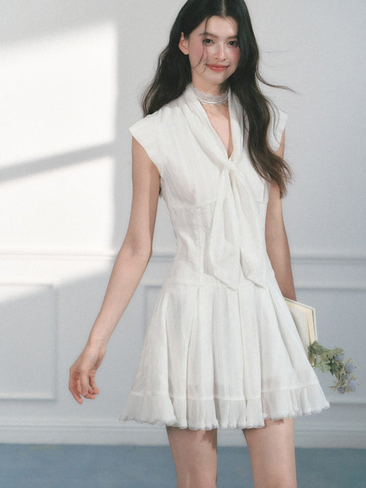 [Early Morning Vanilla] Original Design Solid Color Pleats Skirt Dress【s0000013552】