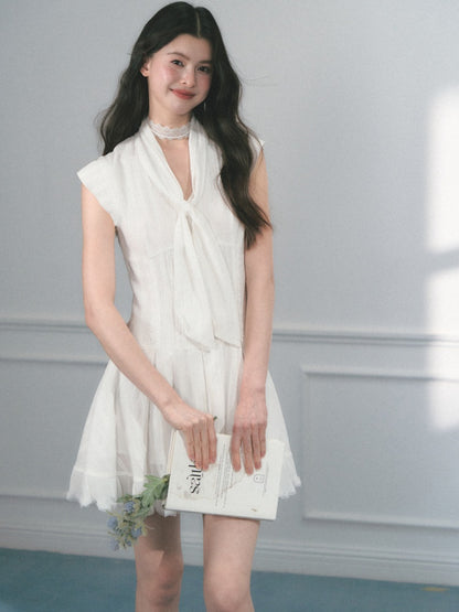 [Early Morning Vanilla] Original Design Solid Color Pleats Skirt Dress【s0000013552】