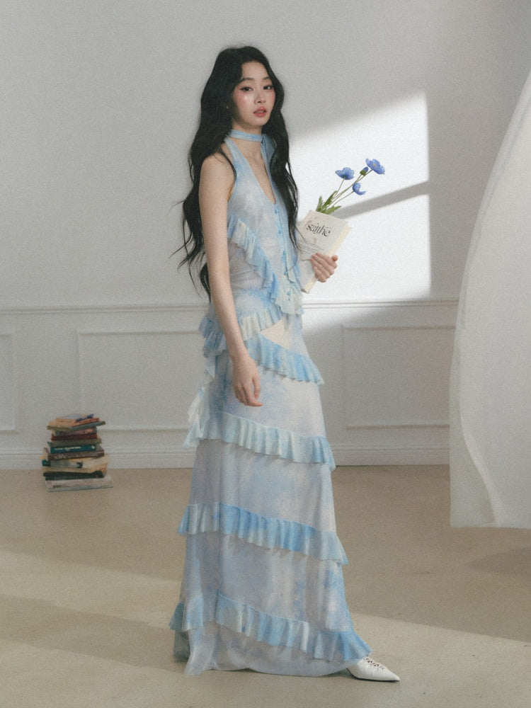 [Sea Salt Mint] Original Design Waist Cinched Camisole & Skirt【s0000013553】