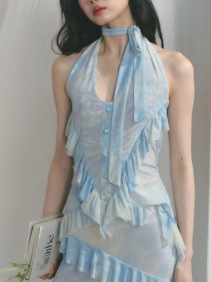 [Sea Salt Mint] Original Design Waist Cinched Camisole & Skirt【s0000013553】