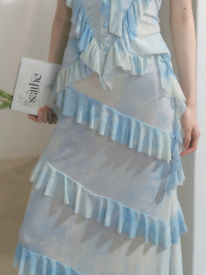 [Sea Salt Mint] Original Design Waist Cinched Camisole & Skirt【s0000013553】