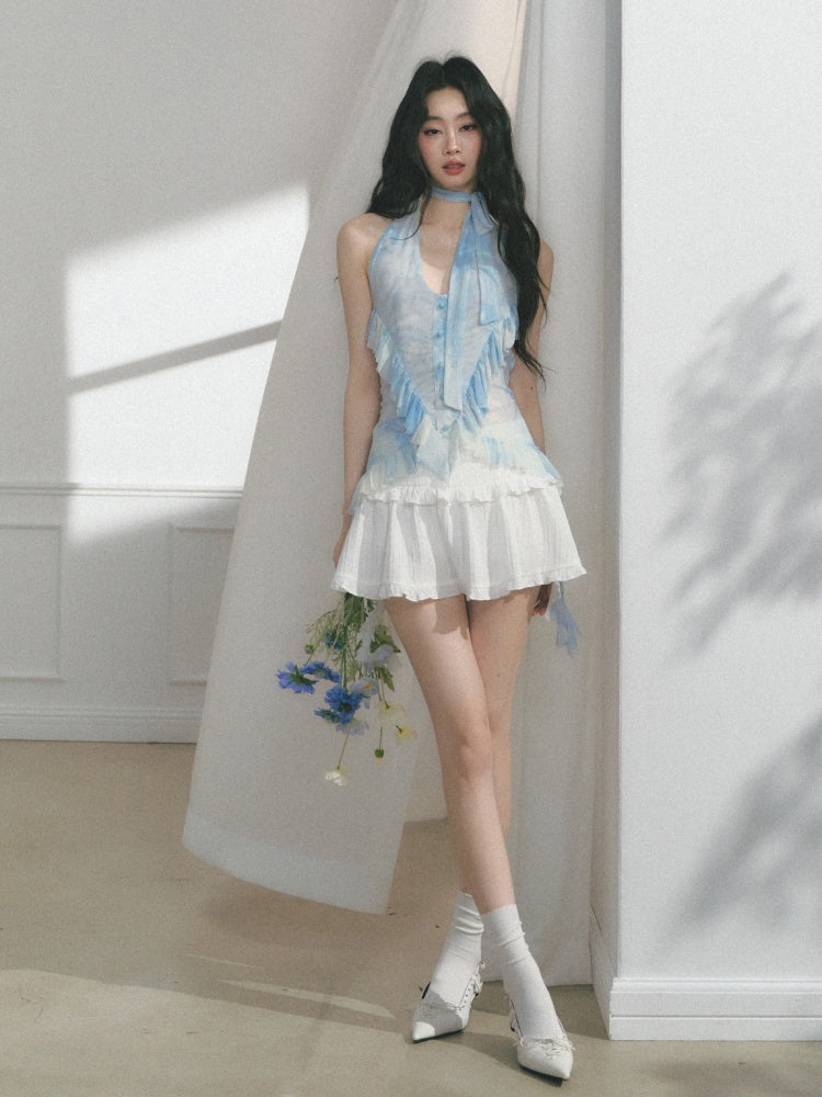 [Sea Salt Mint] Original Design Waist Cinched Camisole & Skirt【s0000013553】