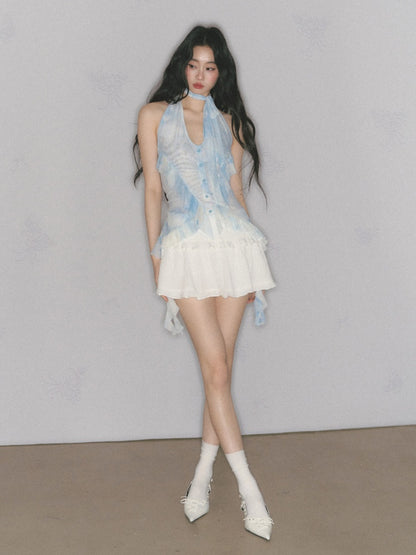 [Sea Salt Mint] Original Design Waist Cinched Camisole & Skirt【s0000013553】