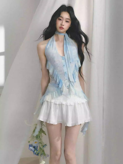 [Sea Salt Mint] Original Design Waist Cinched Camisole & Skirt【s0000013553】