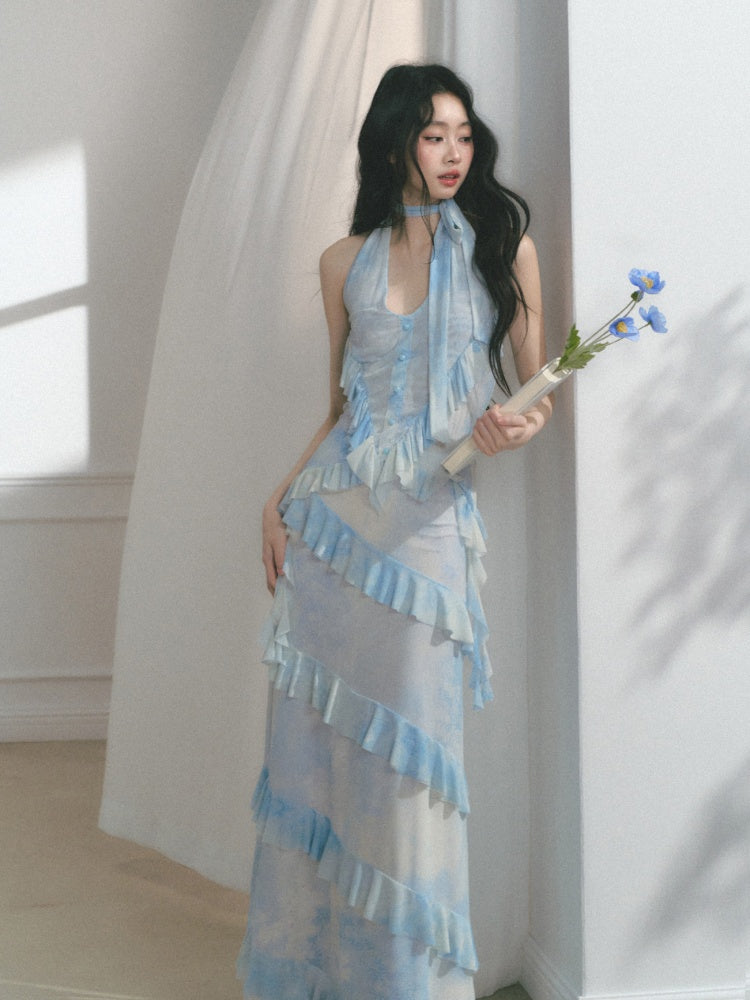 [Sea Salt Mint] Original Design Waist Cinched Camisole & Skirt【s0000013553】