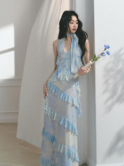 [Sea Salt Mint] Original Design Waist Cinched Camisole & Skirt【s0000013553】