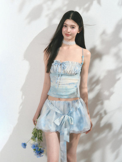 [Sea Salt Jasmine] Original Streamer Mesh Design Bandeau Skirt【s0000013555】