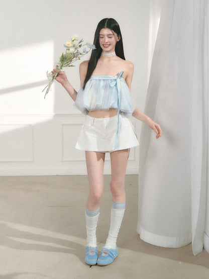 [Sea Salt Jasmine] Original Streamer Mesh Design Bandeau Skirt【s0000013555】