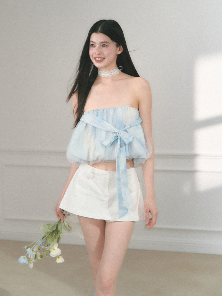 [Sea Salt Jasmine] Original Streamer Mesh Design Bandeau Skirt【s0000013555】