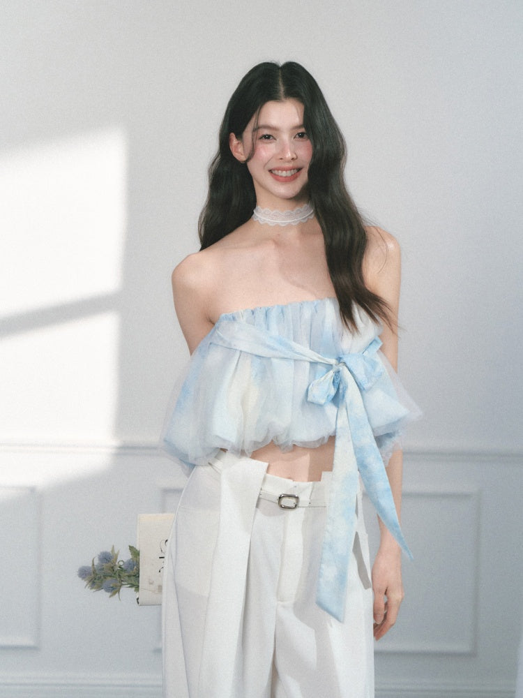 [Sea Salt Jasmine] Original Streamer Mesh Design Bandeau Skirt【s0000013555】