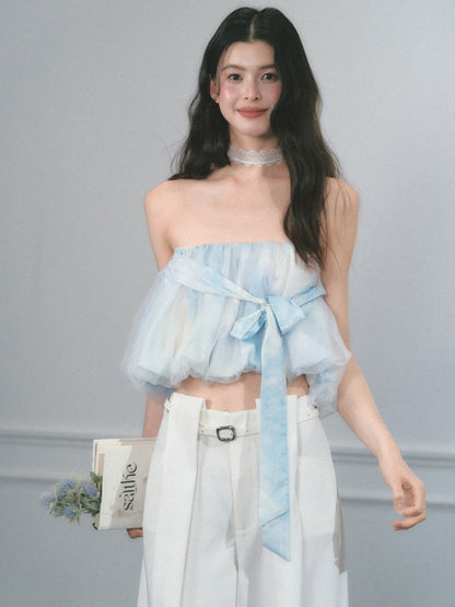 [Sea Salt Jasmine] Original Streamer Mesh Design Bandeau Skirt【s0000013555】