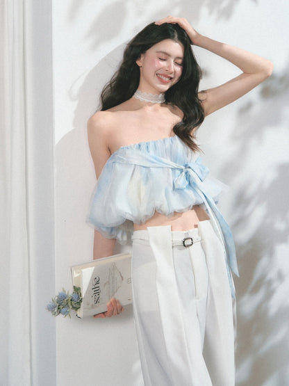 [Sea Salt Jasmine] Original Streamer Mesh Design Bandeau Skirt【s0000013555】