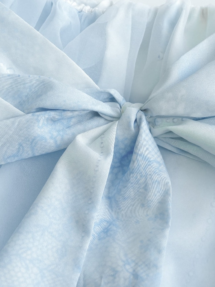 [Sea Salt Jasmine] Original Streamer Mesh Design Bandeau Skirt【s0000013555】