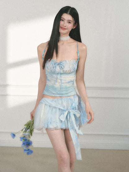 [Sea Salt Jasmine] Original Streamer Mesh Design Bandeau Skirt【s0000013555】