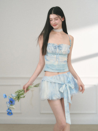 [Sea Salt Jasmine] Original Streamer Mesh Design Bandeau Skirt【s0000013555】