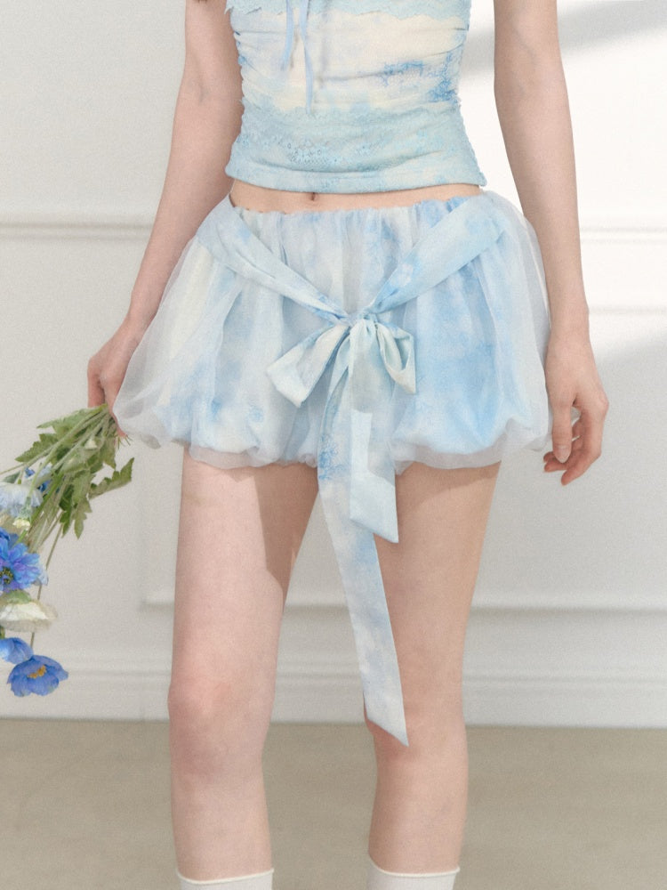 [Sea Salt Jasmine] Original Streamer Mesh Design Bandeau Skirt【s0000013555】