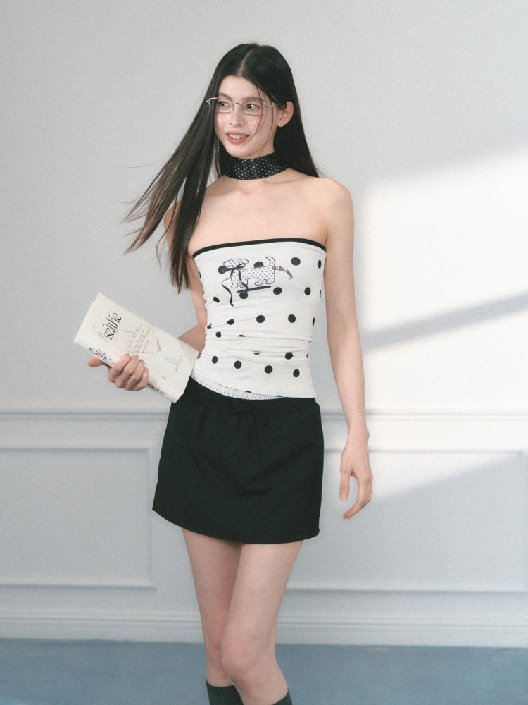 [Polka Puppy] Original Puppy Print Design Bandeau Tops【s0000013559】