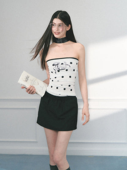 [Polka Puppy] Original Puppy Print Design Bandeau Tops【s0000013559】