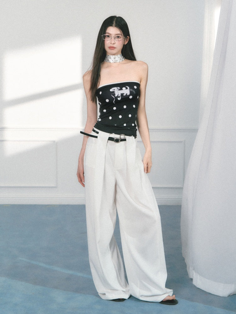 [Polka Puppy] Original Puppy Print Design Bandeau Tops【s0000013559】