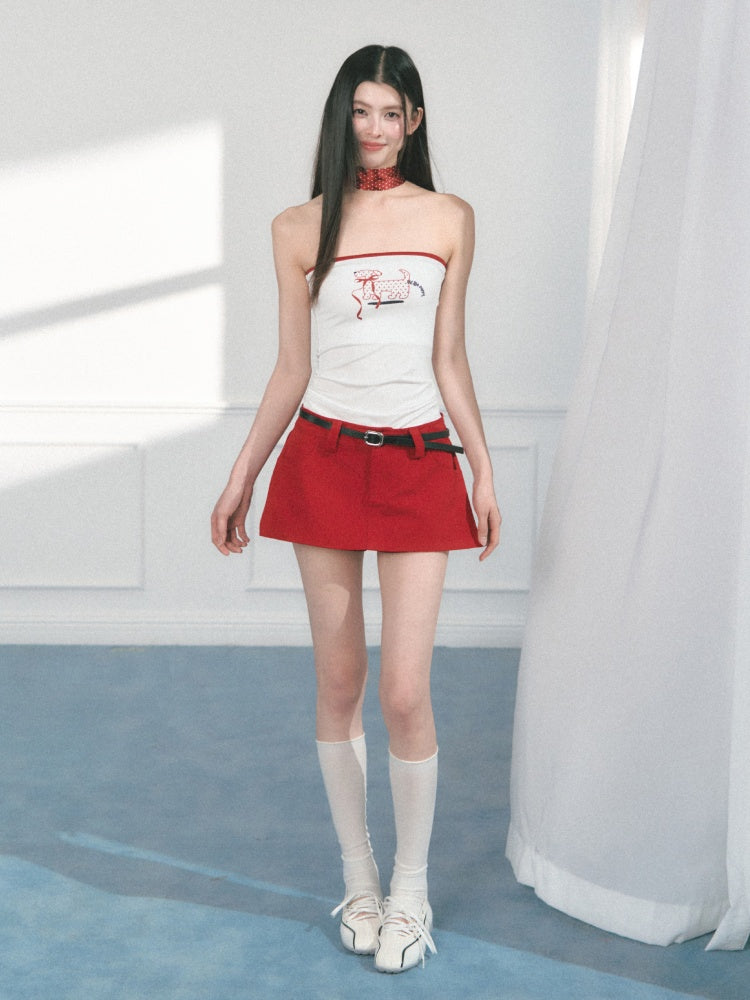 [Polka Puppy] Original Puppy Print Design Bandeau Tops【s0000013559】