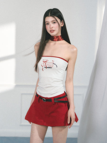 [Polka Puppy] Original Puppy Print Design Bandeau Tops【s0000013559】